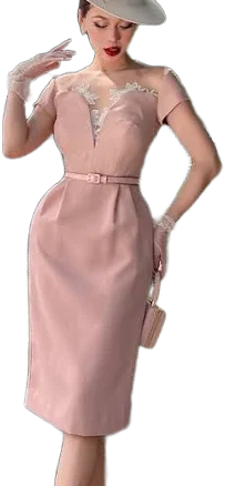 Vintage Lace Trim Back Slit Dress