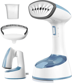 Steamer for Clothes, 1200W Foldable Clothes Steamer, Handheld Garment Steamer, Fast Heat-up, Auto-Off, Steam Iron for Fabric Wrinkle Remover with Brush, Blue-Gray