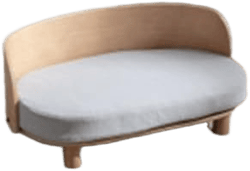 Scandinavian Style Elevated Dog Bed Pet Sofa with Solid Wood Legs and Bent Wood Back, Velvet Cushion, Walnut, Light Grey LIGHT GREY