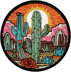 3.5" Cactus Patch - Western - Plant - Floral - Embroidered Iron On/Sew On Patch/Patches - Vintage Iron On Patches - Applique/Appliques - Sewing Patches - Decorative Patches for Clothes, Clothing