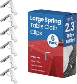 6 Pcs Picnic Tablecloth Clips for Outdoor Tables - Stainless Steel Clamps, Fits 2.3" Thick Tables, Metal Holders for Dining Table Cloth 6 Pack Spring Tablecloth Clips
