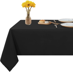 Fitable Rectangle Tablecloth Stain and Wrinkle Resistant Washable Polyester Table Cloth for Buffet Parties and Camping (54x78 inch, Black)