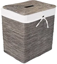 Birdrock Home Rustic Woven Wood Peel Laundry Hamper with Lid