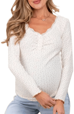 in Loom Floral Lace Trim Fitted Top