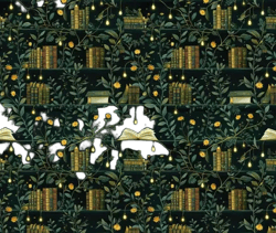 Mysterious Library Floral Pattern Cotton Fabric