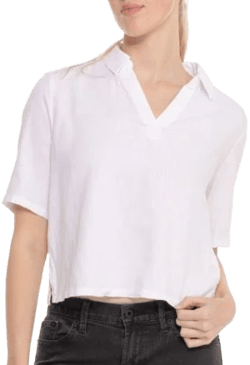 C&C Women's California Boxy Collared Cropped Shirt