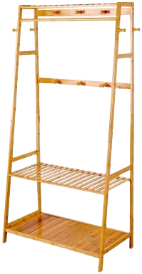 Artloge 3 Tier Heavy Duty Bamboo Coat Rack with Shoe Storage Garment Organizer for Entryway Living Room Closet