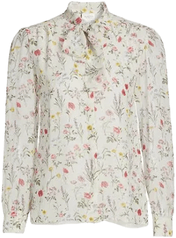 Giambattista Valli Women's Floral Silk Tieneck Blouse