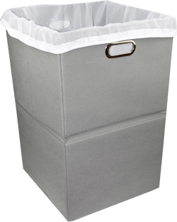 Foldable Large Laundry Hamper With Laundry Bag - Premium Durable Non-Woven Fabric, Plastic Board, Extra-Large Size, Space-Saving & Compact Clothes Basket With Metal Handles (Gray)
