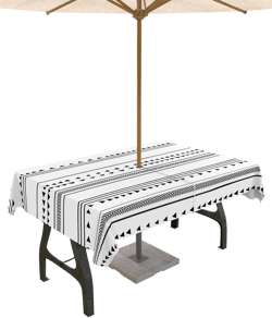 Outdoor Tablecloth with Umbrella Hole & Zipper, Boho Black White Modern Stripes Rectangle Tablecloth 54x80 Inch, Farmhouse Abstract Art Patio Table Cover Waterproof Table Cloth for Picnic/Party 54" x 80" (Rectangular) Geometrysrs5509