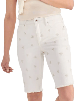 Style & Co. Women's Petite Raw-Edge Embroidered Denim Bermuda Shorts