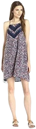 Floral Print Trim Bodice Dress