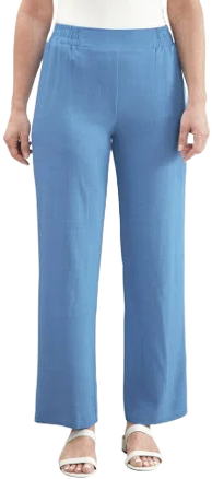 Serengeti Fashions Relaxed Wide Leg Linen Blend Pants with Pockets