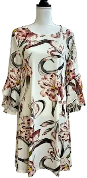 Cato Women's Floral 3/4 Bell Sleeve Dress