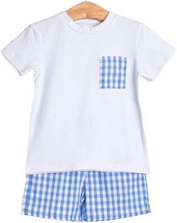 Stitchy Fish Boy's Alex Gingham Short Set