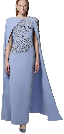 Karen Millen Women's Placed Floral Crystal Embellished Cape Maxi Dress