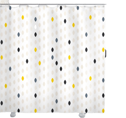 Ambesonne Modern Shower Curtain, Modern Geometric Shapes Polka Dot Tear Drop Forms Pattern Graphic Art Print, Cloth Fabric Bathroom Decor Set with Hooks, 69" W x 75" L, White Yellow 69"W x 75"L (Pack of 1) White Yellow