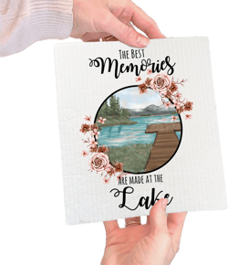 Set of 2 -  Best Memories at the Lake Swedish Dish Cloth