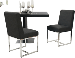 HNY Kitchen & Dining Room Chairs Set of 2, Linen Fabric Mid Century Modern Dining Chairs, Upholstered Dining Chairs with Polished Chrome Finish Metal Frame, Charcoal, Black 2 PC Black-linen-chrome Base