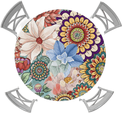 SEVENBABU Round Table Cover 55-60 Inch, Waterproof Reusable Table Cloth Round Fitted Vinyl Tablecloth with Elastic Edged for Parties Outdoors, Boho Style Colorful Mandala Flowers 60" (Round) Flowershoe5569