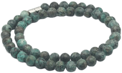 Gemstone Necklaces with Easy Lock Clasp Crystal Healing Talismans Spiritual Protection Jewelry for Men/Women (04: African Turquoise, 02: 8mm Bead Diameter, 25 inch)