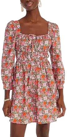 J. Crew Dresses | J. Crew - Cinched-Waist Organic Cotton Dress In Liberty Print Meadow Song Floral | Color: Pink/Red | Size: 12 | Ravonbrooks's Closet