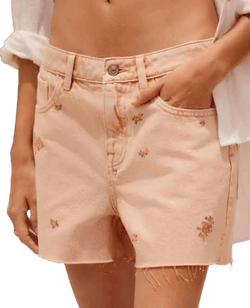 Next Pink Turn Up Embroidered Cotton Shorts