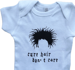 Cure Hair Don&#39;t Care Bodysuit or t-shirt, Baby, Toddler or Children&#39;s Clothing, available in various sizes and colours, Punk, Rock Band