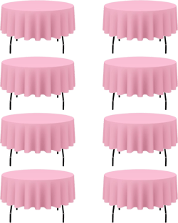 BRILLMAX 8 Pack Pink Round Tablecloths 90 Inch - Circle Bulk Linen Polyester Fabric Washable Table Cloth Cover for Wedding Reception Banquet Birthday Party Buffet Restaurant Pink 90 In, 8 Pack