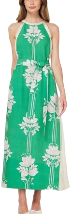 Floral Print Halter Neck Midi Dress