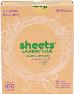 Sheets Laundry Club Laundry Detergent Sheets, 100 Loads - Lavender Scent, Eco-Friendly, Quick-Dissolving Formula, Hypoallergenic, Septic Safe, Plastic-Free Packaging - 50 Sheets Lavender 1 Count (Pack of 50)