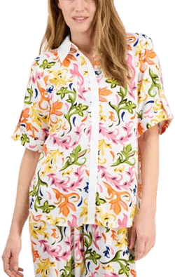 JM Collection Linen Blend Short-Sleeve Button-Up Shirt