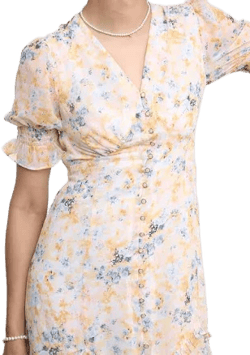 Nalani Simple Retro Puff Sleeve Ruffle Hem Dress