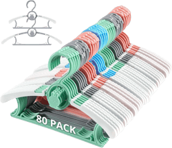 80 Pack Baby Closet Hangers Kids Clothes Hangers Adjustable (Mix Colors) with Windproof Buckles, Extendable 11"-14" Baby Hangers for Kids Child Newborn Toddler Stackable & Space-Saving Mixed-color 80 PCS