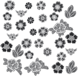 Lace Applique Patches, 30 Pieces Embroidery Flower Patches 3D Fabric Floral Sew On Patches for Clothes Repairing Decorating Wedding Dress DIY Sewing Craft (White)