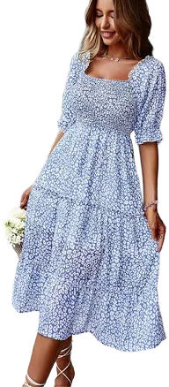 Zapaka Women's Square Neck Floral Printed Dress