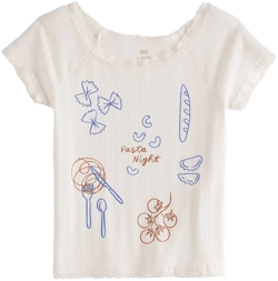 Girl's Lace Trim Graphic Baby Tee