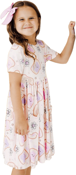 Mila & Rose Girls' Peanut Butter Jelly Time Pocket Twirl Dress