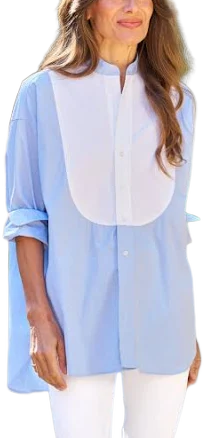 Frank & Eileen Women's Victoria Collarless Italian Tuxedo Shirt