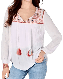 Macy's Bohemian Festival Embroidered Tunic Top