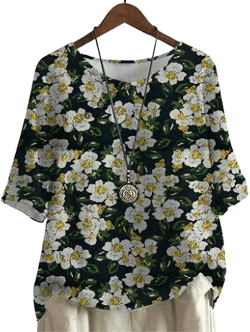 Cloocl Women's Oversized Retro Floral Blouse