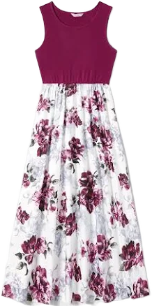 Mommy and Me Floral Panel Tank Dresses