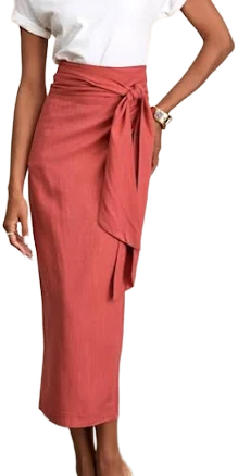 Lulus Linen Midi Wrap Skirt