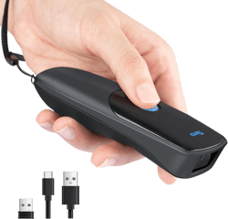 Tera Pro Extreme Performance Wireless 1D 2D QR Barcode Scanner Mini Portable Small 3-in-1 Compatible with Bluetooth & 2.4G Wireless & USB Wired Pocket Handheld Time Stamp Bar Code Reader Model 1300 2D Blue