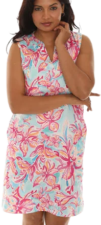 Sleeveless UPF+ Floral Print Dress