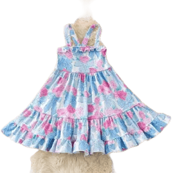 Kids Charm Floral Coquette Ruffle Dress