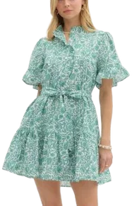 Floral Print Ruffle Sleeve Pullover Dress