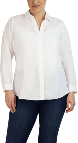 JONES NEW YORK Women's Plus Size Cotton Button-Front Shirt