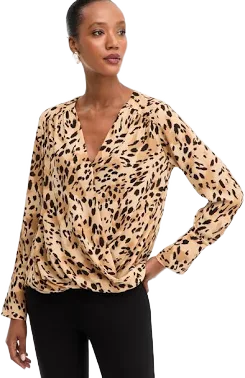 INC International Concepts Women's Printed Surplice-Neck Blouse