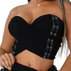 French Kiss Vice Mesh Lace Up Crop Top
